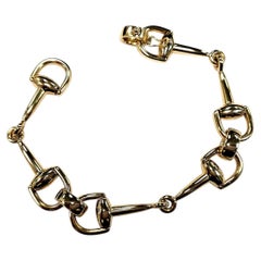 18K Yellow Gold Equestrian Horse Bit Link Bracelet 7 3/4"