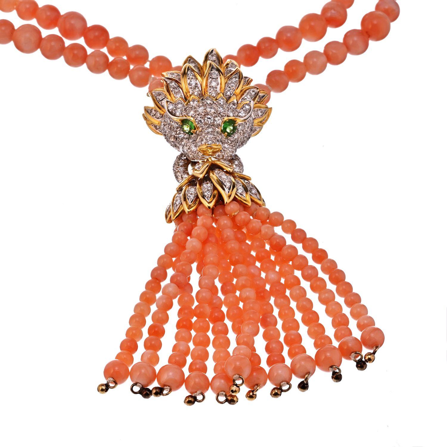 coral diamond necklace