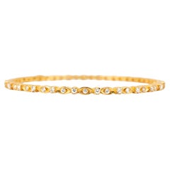 18K Yellow Gold Eternity 1.56ct Diamond Stackable Bangle Bracelet