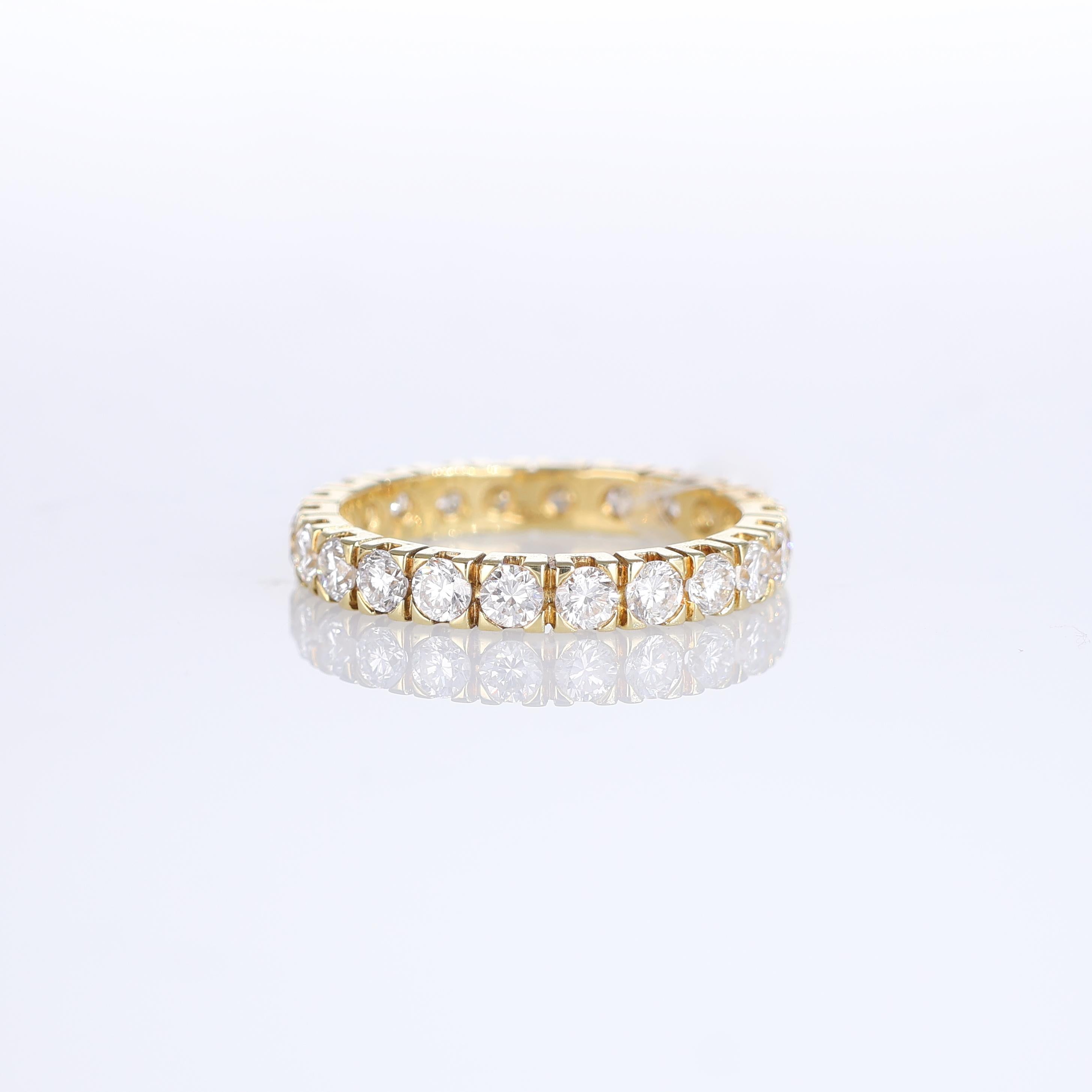 IMPORTANT NOTE:
✔ No additional costs will be added to this order.
✔ Shipping and customs duties are fully covered by us.
--------------------
This elegant eternity band is crafted from 18K yellow gold, showcasing a continuous row of natural round