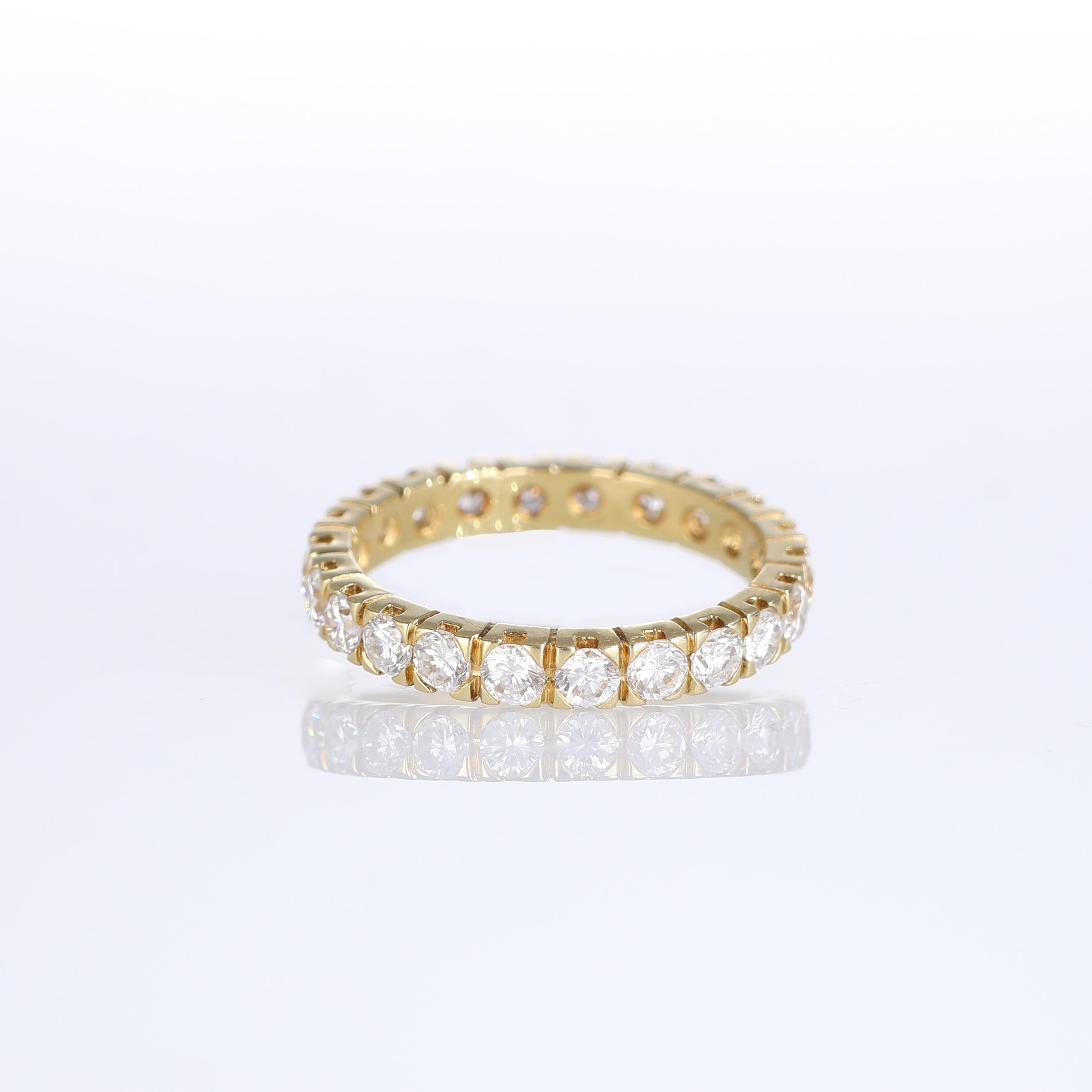 Brilliant Cut 18K Yellow Gold Eternity Band with Natural Round Brilliant Diamonds For Sale
