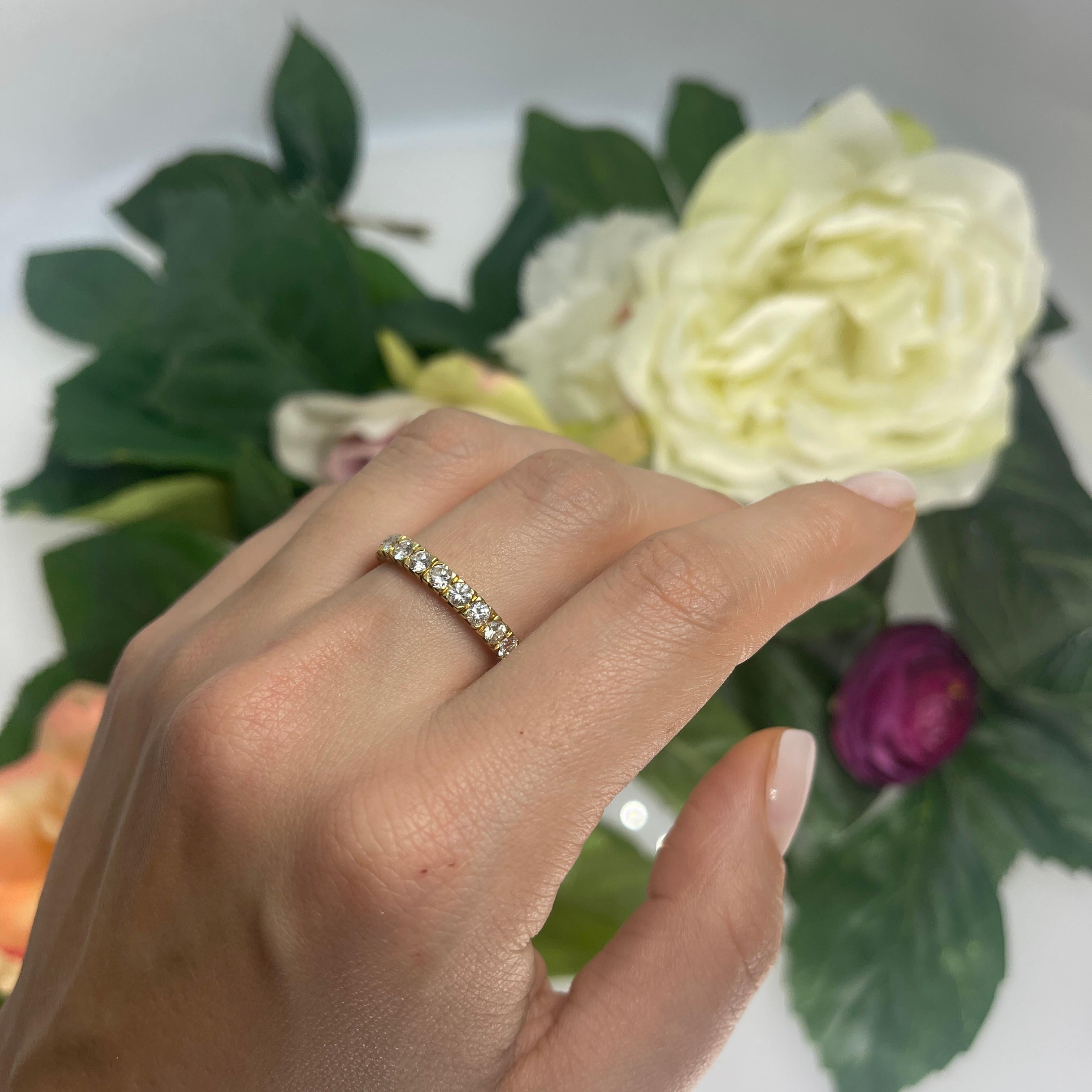 Women's or Men's 18K Yellow Gold Eternity Band with Natural Round Brilliant Diamonds For Sale