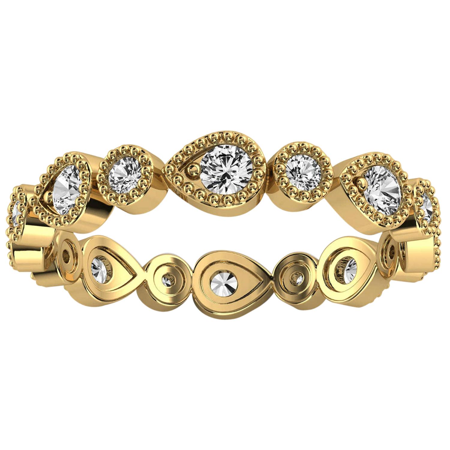 18k Yellow Gold Eternity Milgrain Organic Design Diamond Ring '2/5 Ct. Tw' For Sale