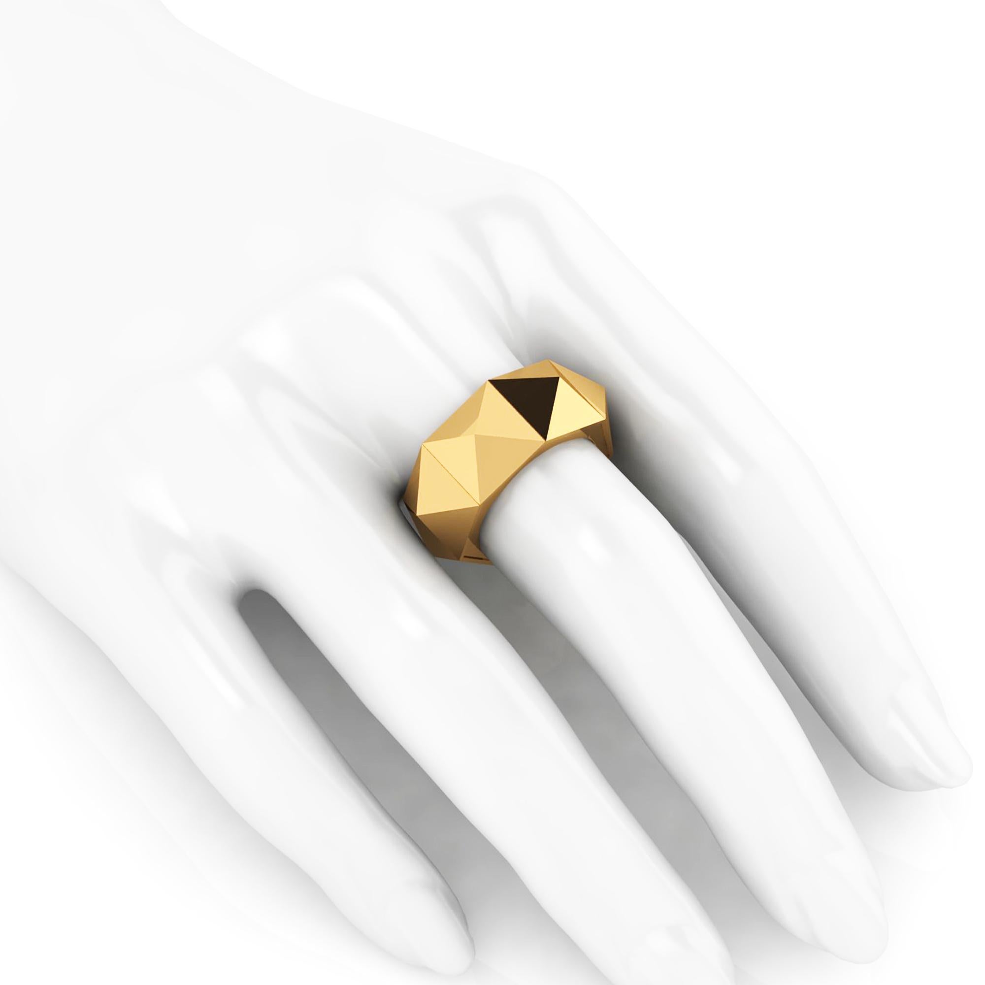 Art Deco 18 Karat Yellow Gold Eternity Pyramid Ring  For Sale
