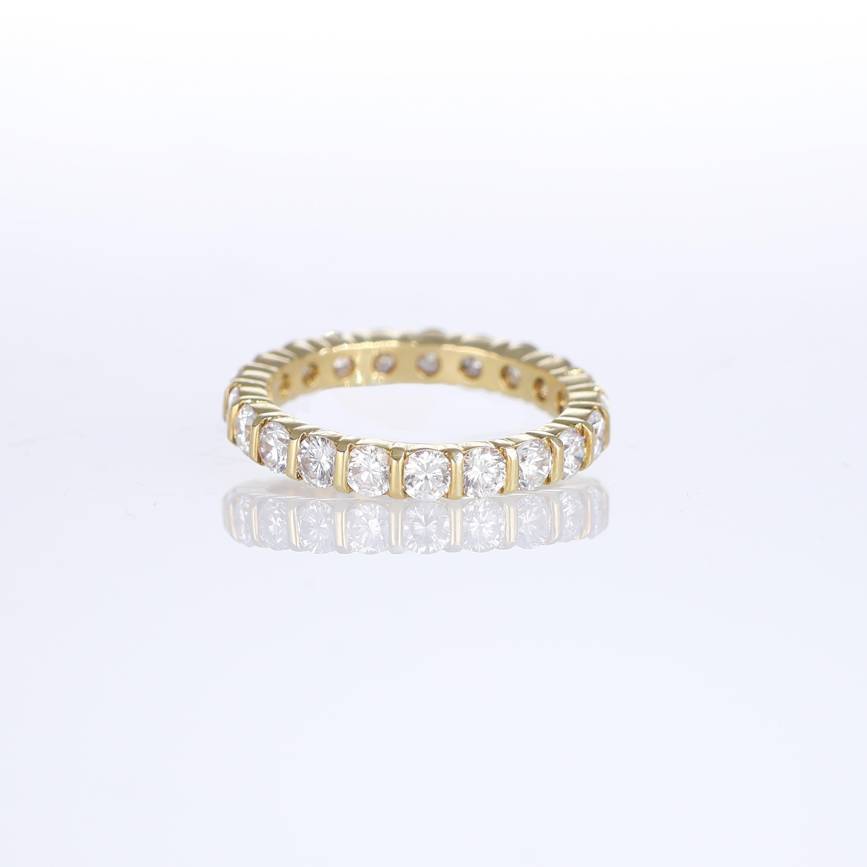 Brilliant Cut 18K Yellow Gold Eternity Ring with Natural White Diamonds For Sale