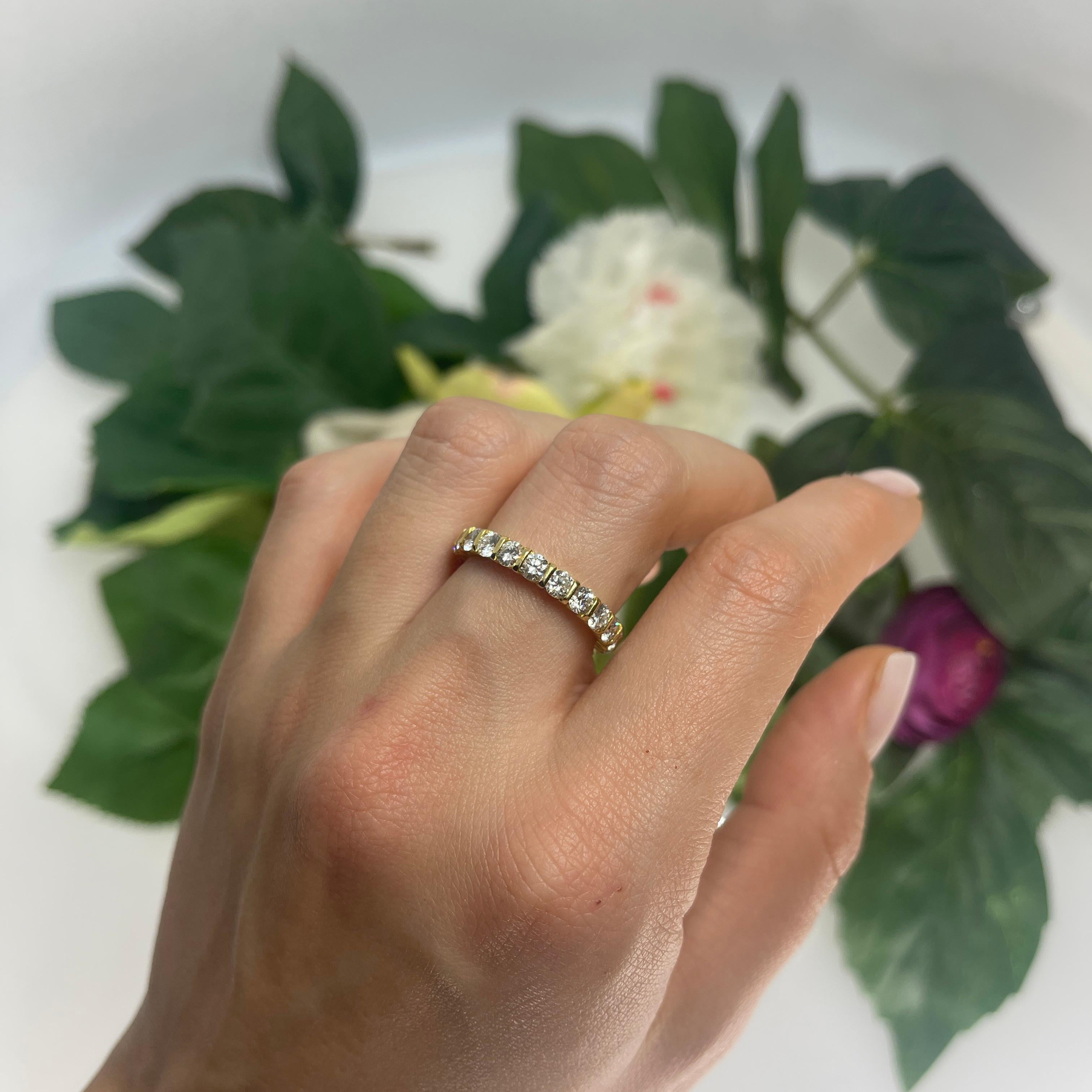 18K Yellow Gold Eternity Ring with Natural White Diamonds For Sale 1