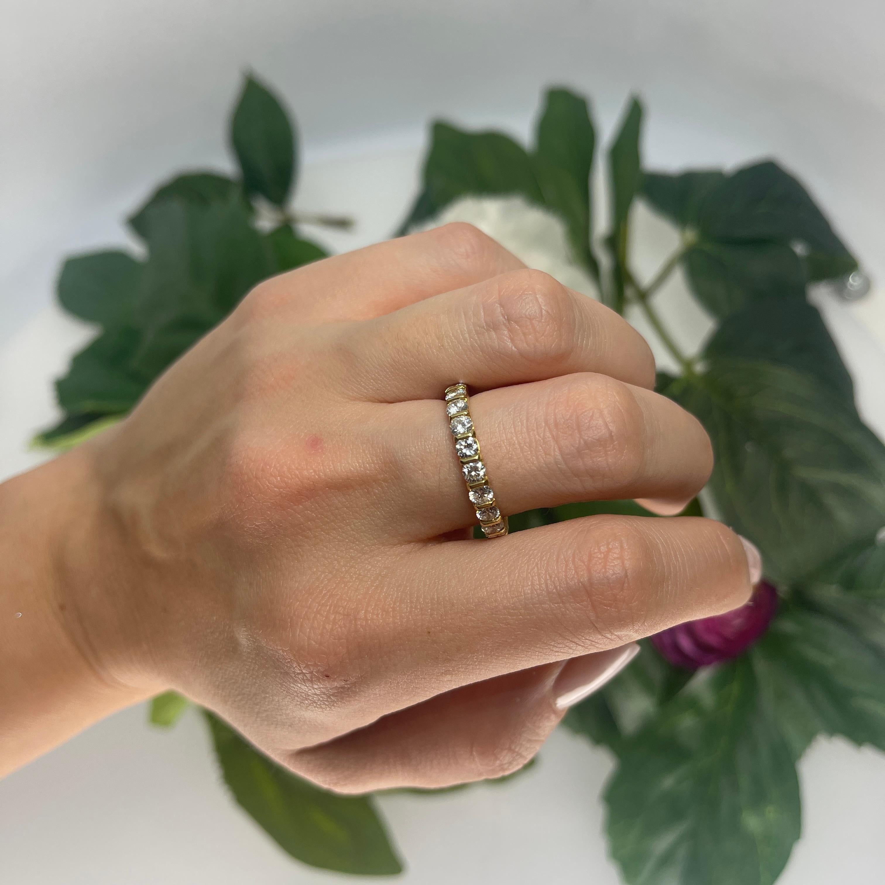 18K Yellow Gold Eternity Ring with Natural White Diamonds For Sale 2