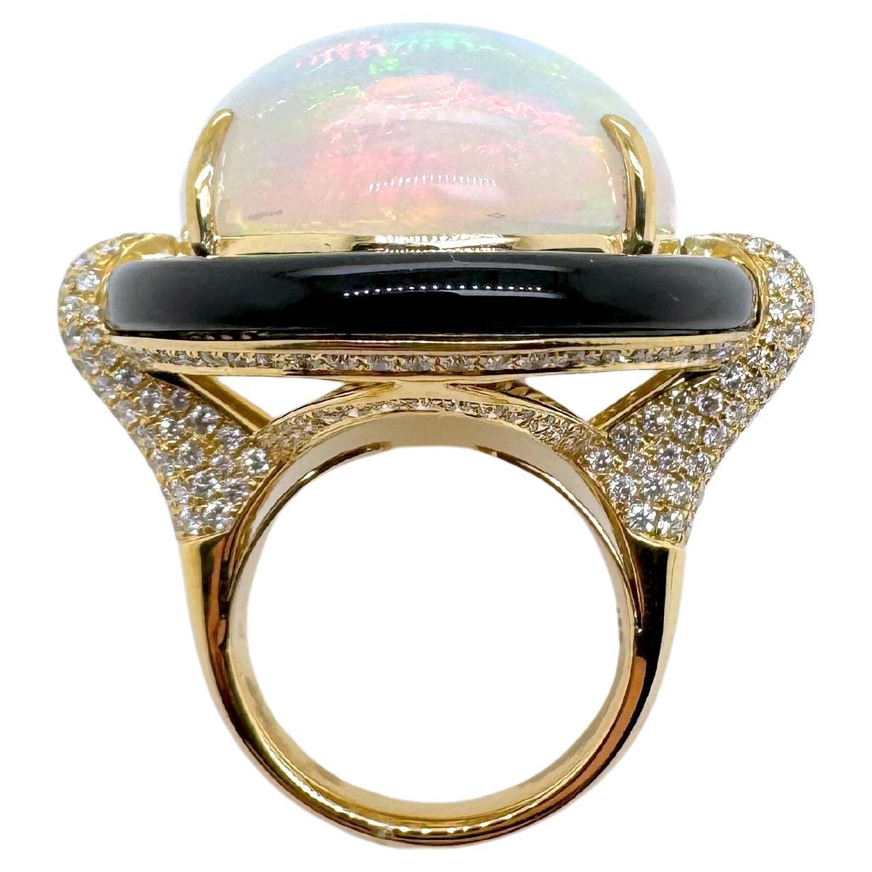 18k Yellow Gold Ethiopian Opal Diamond Ring im Zustand „Neu“ im Angebot in Carrollton, TX