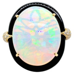 18k Yellow Gold Ethiopian Opal Diamond Ring