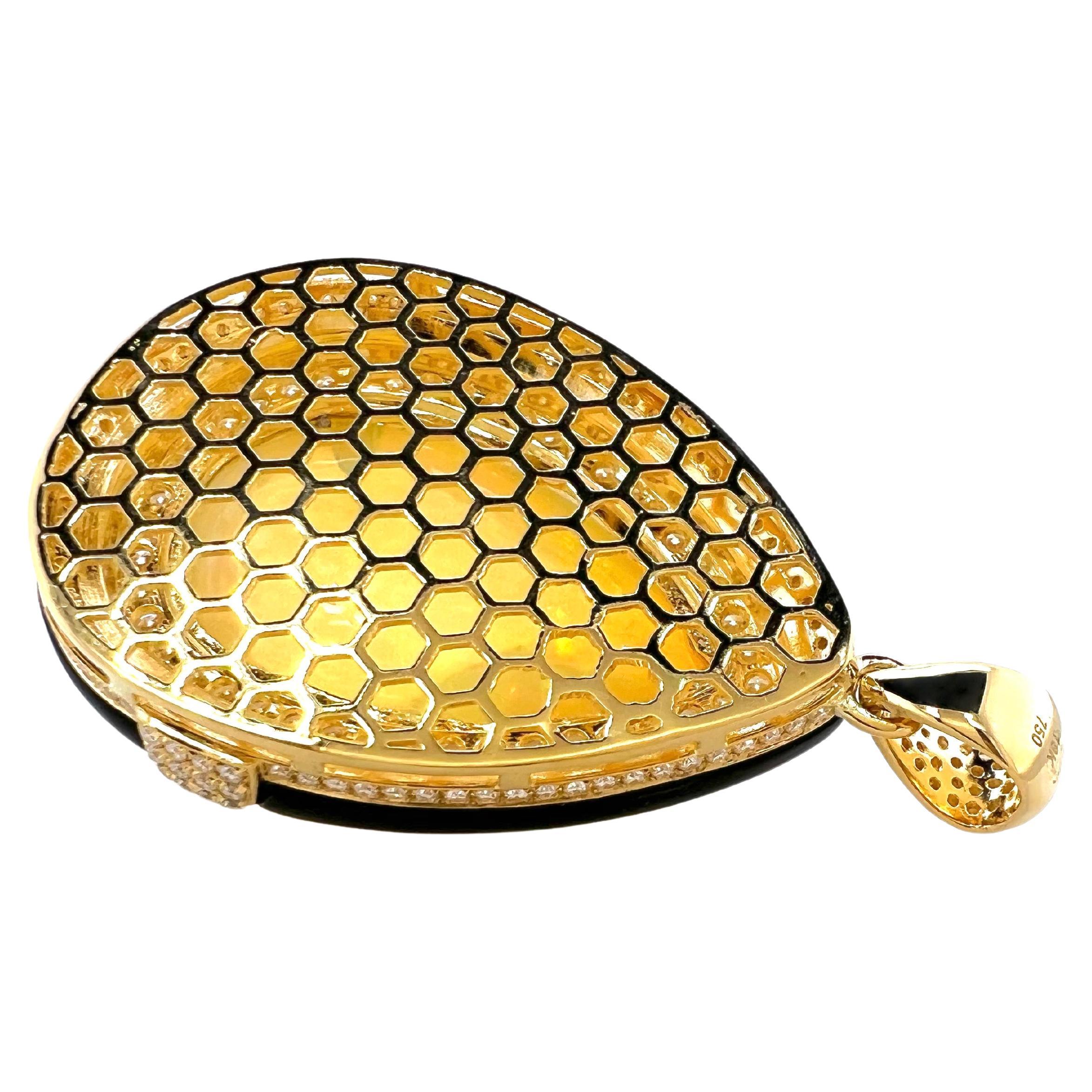Ópalo Etíope de Oro Amarillo de 18k con Ónix Negro y Diamantes en Nuevo Estado en Carrollton, TX
