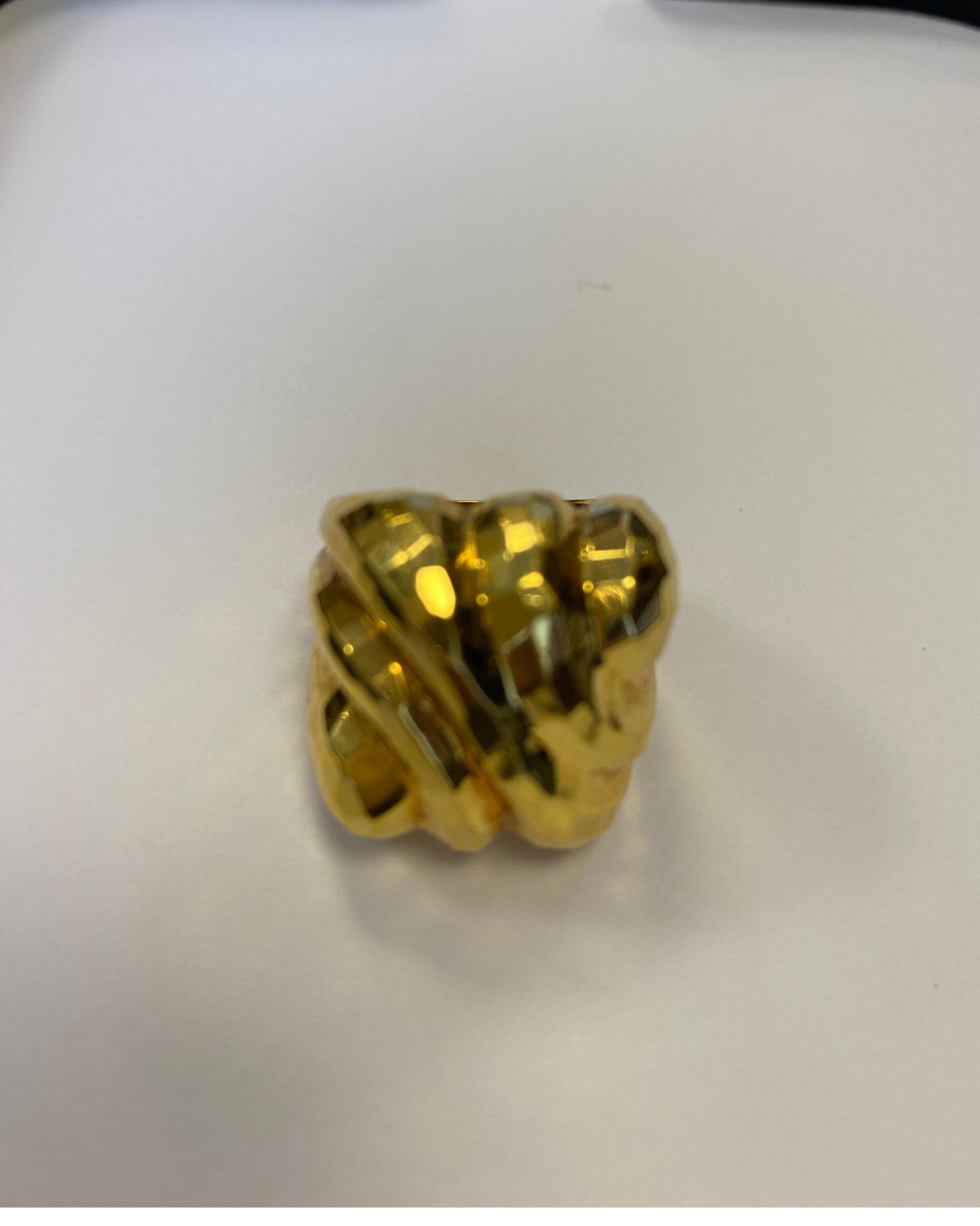 18K yellow gold, faceted design, contemporary ring, finger size 6.75 , may be sized.
last retail $3500