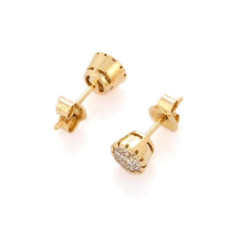 Donna Orecchini con diamante sfaccettato in oro giallo 18K Regalo per la mamma in vendita