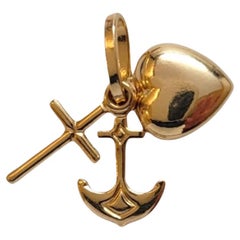 18K Yellow Gold Faith, Hope and Charity Charm #18234