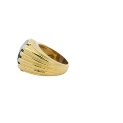 18K Yellow Gold Fancy Cut Purple Amethyst Wide Ribbed Ring In Stock