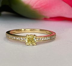 18K Yellow Gold Fancy Intense Yellow Diamond Solitaire Ring