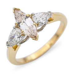 18k Yellow Gold Fancy Light Pinkish Brown Marquise Diamond Ring