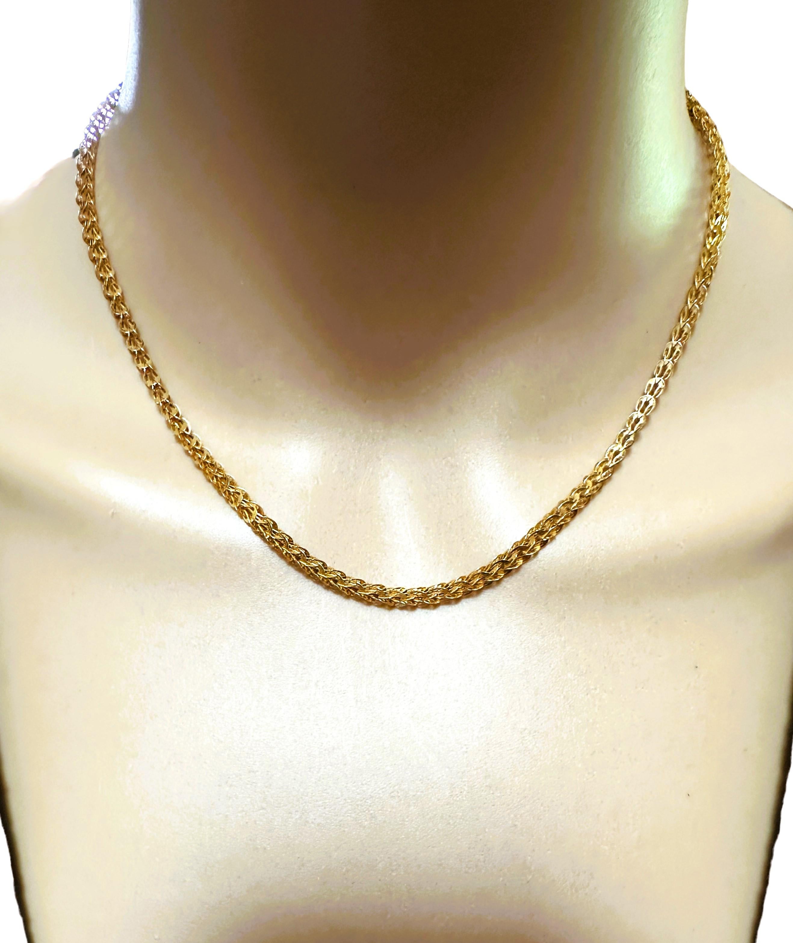 Art Nouveau 18K Yellow Gold Fancy Link Necklace Chain 16.5 Inches For Sale