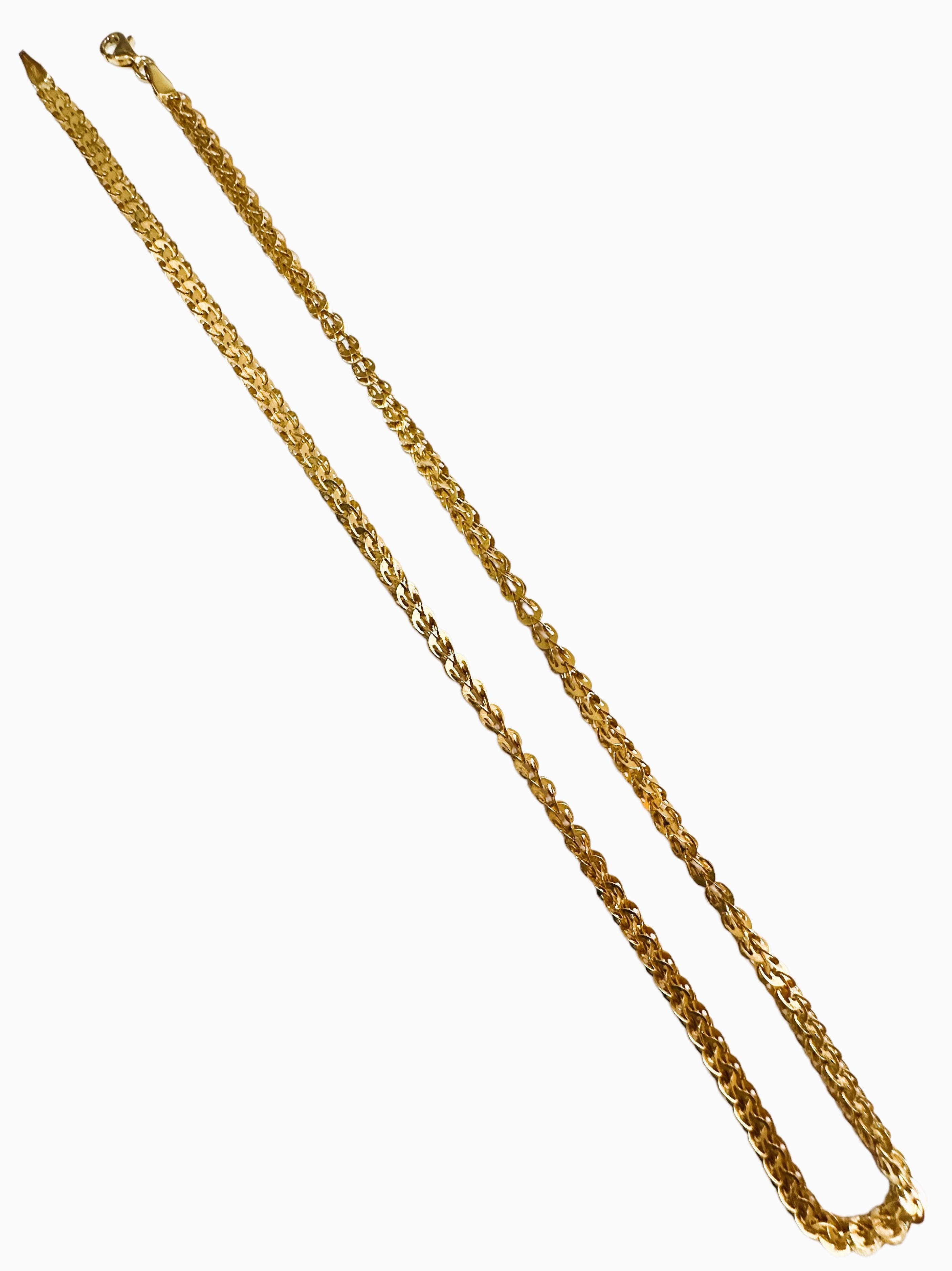 Women's 18K Yellow Gold Fancy Link Necklace Chain 16.5 Inches For Sale