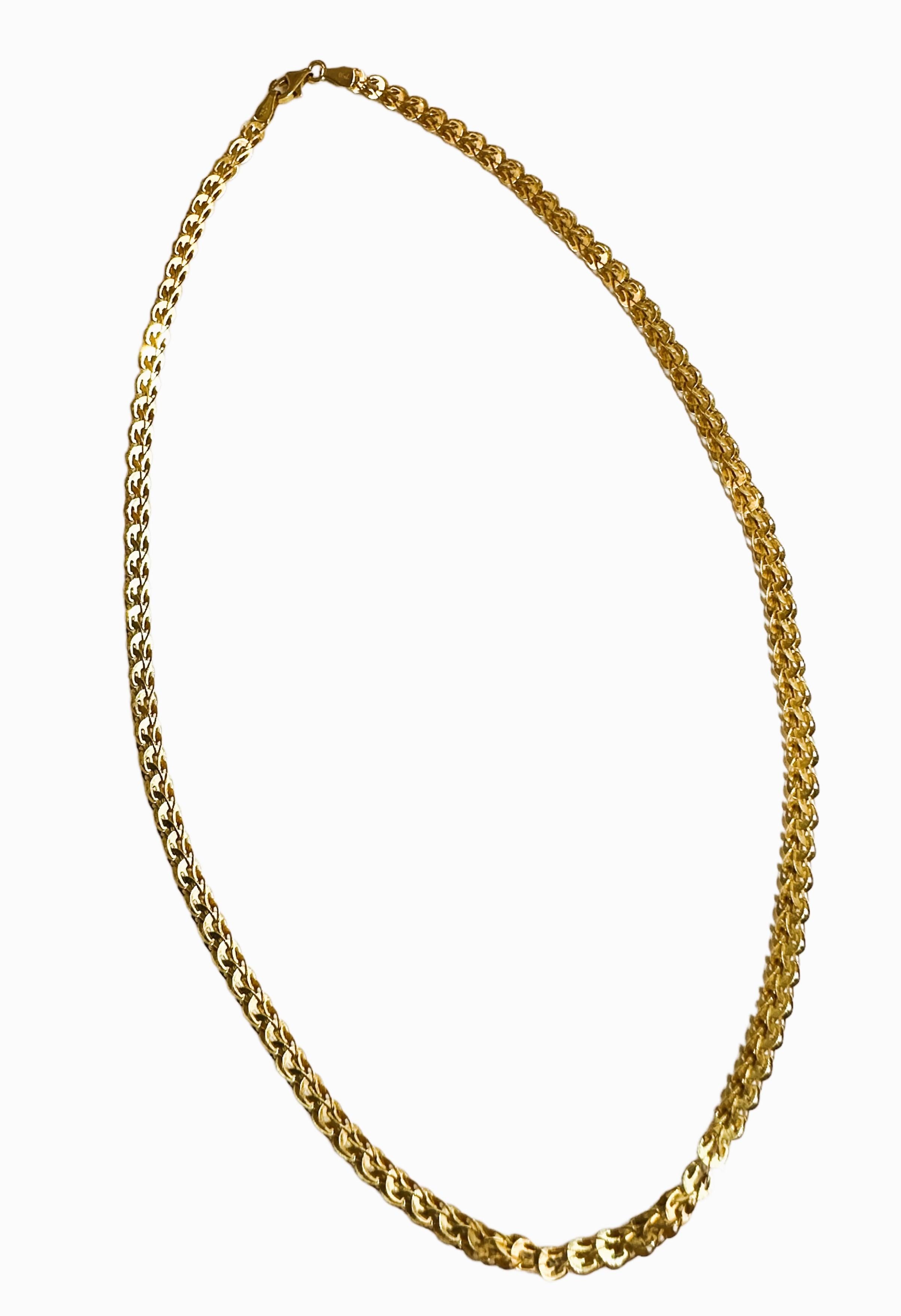 18K Yellow Gold Fancy Link Necklace Chain 16.5 Inches For Sale 3