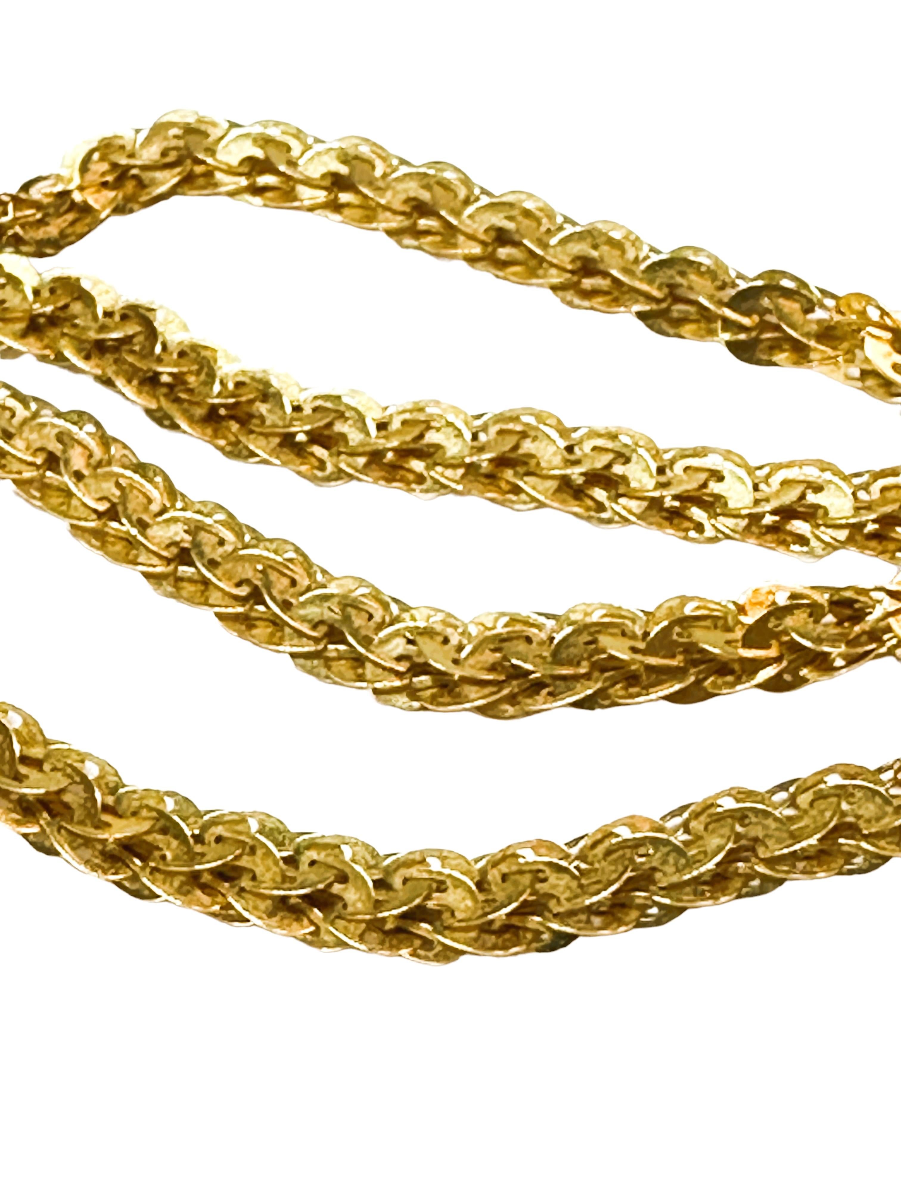 18K Yellow Gold Fancy Link Necklace Chain 16.5 Inches For Sale 4