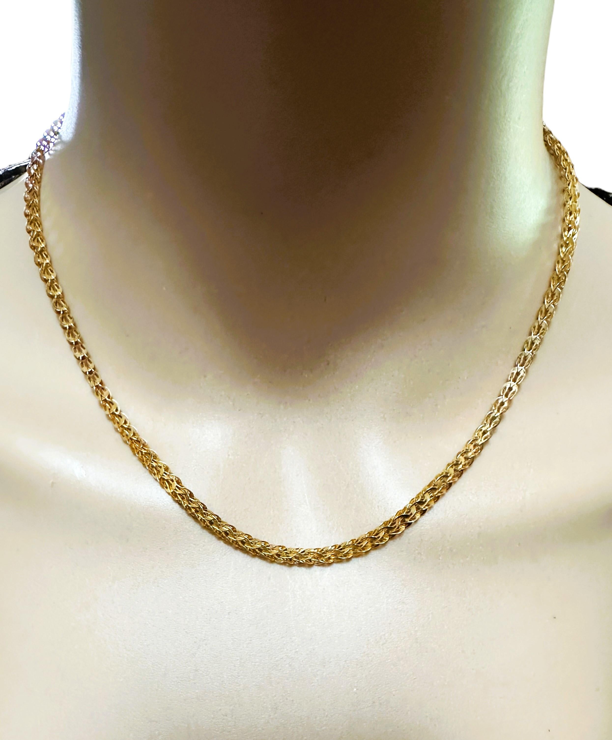 18K Yellow Gold Fancy Link Necklace Chain 16.5 Inches For Sale
