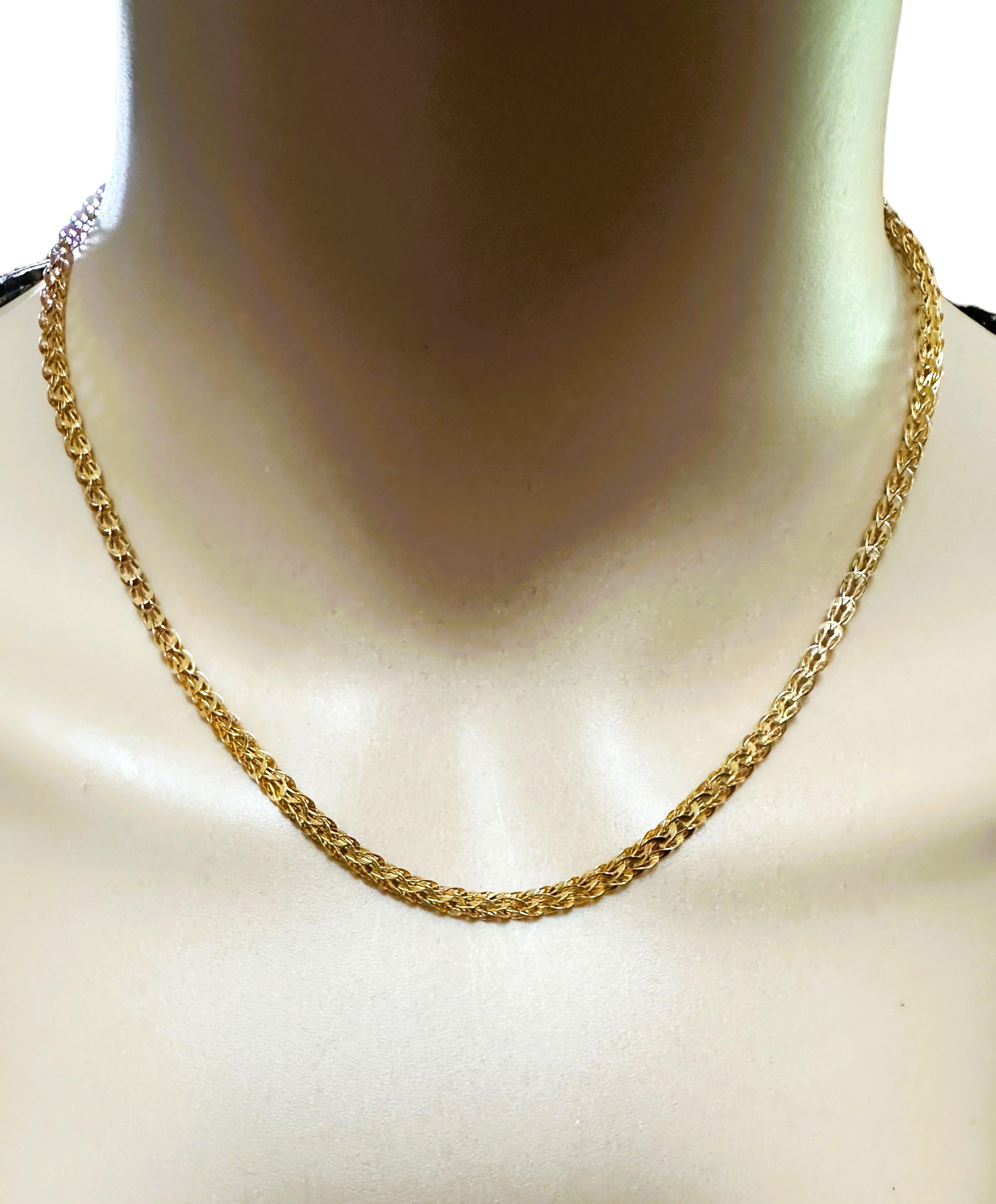 18K Yellow Gold Fancy Link Necklace Chain 16.5 Inches