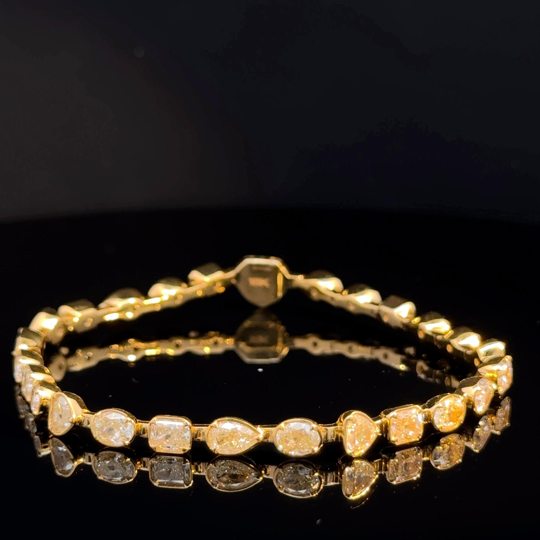 18K Yellow Gold Fancy Yellow Diamond Bracelet, 9.75 Carats en Nuevo estado para la venta en Los Angeles, CA