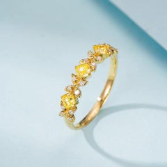 18K Yellow Gold Fancy Yellow Diamond & Diamond Clover Ring