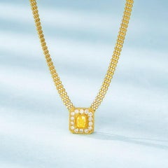 18K Yellow Gold Fancy Yellow Diamond & Diamond Cuban Chain Necklace