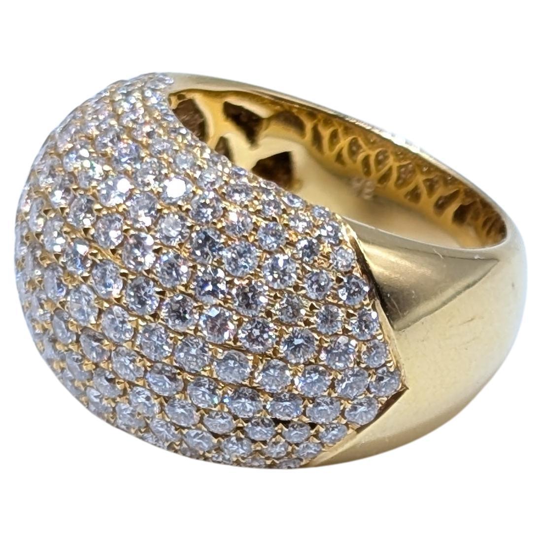 18K Yellow Gold Fashion Ring w/Pave Round Brilliant Diamonds Totaling 3.43ct