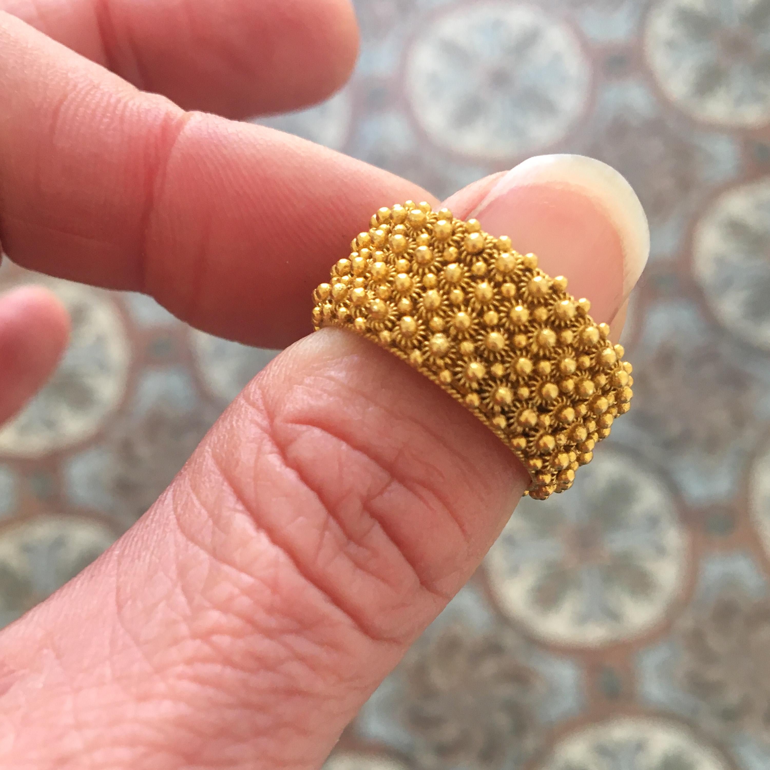 Etruscan Revival 18K Gold Cannetille Band Ring 4