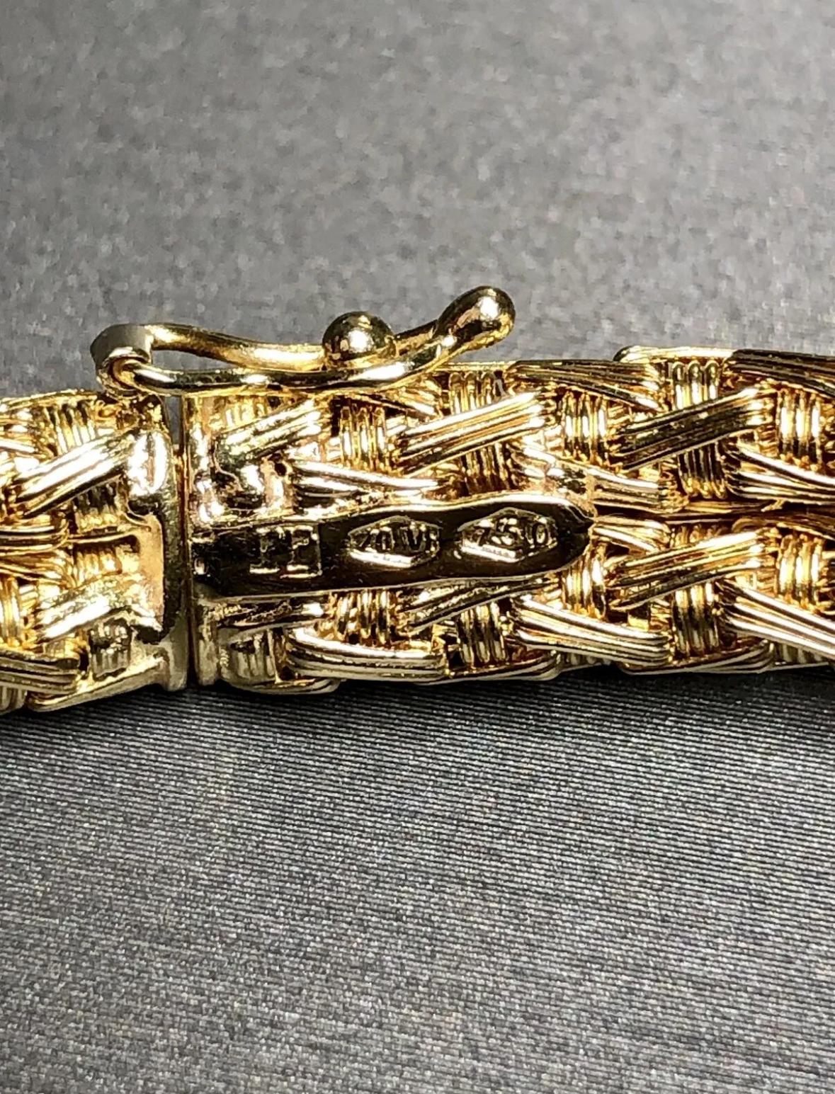 18K Yellow Gold FILIPPINI FRATELLI Woven Italian Flexible Cuff Bracelet  7” In Good Condition For Sale In Winter Springs, FL