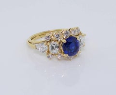 No Heat Sapphire and Diamond Ring in 18k GIA Certified