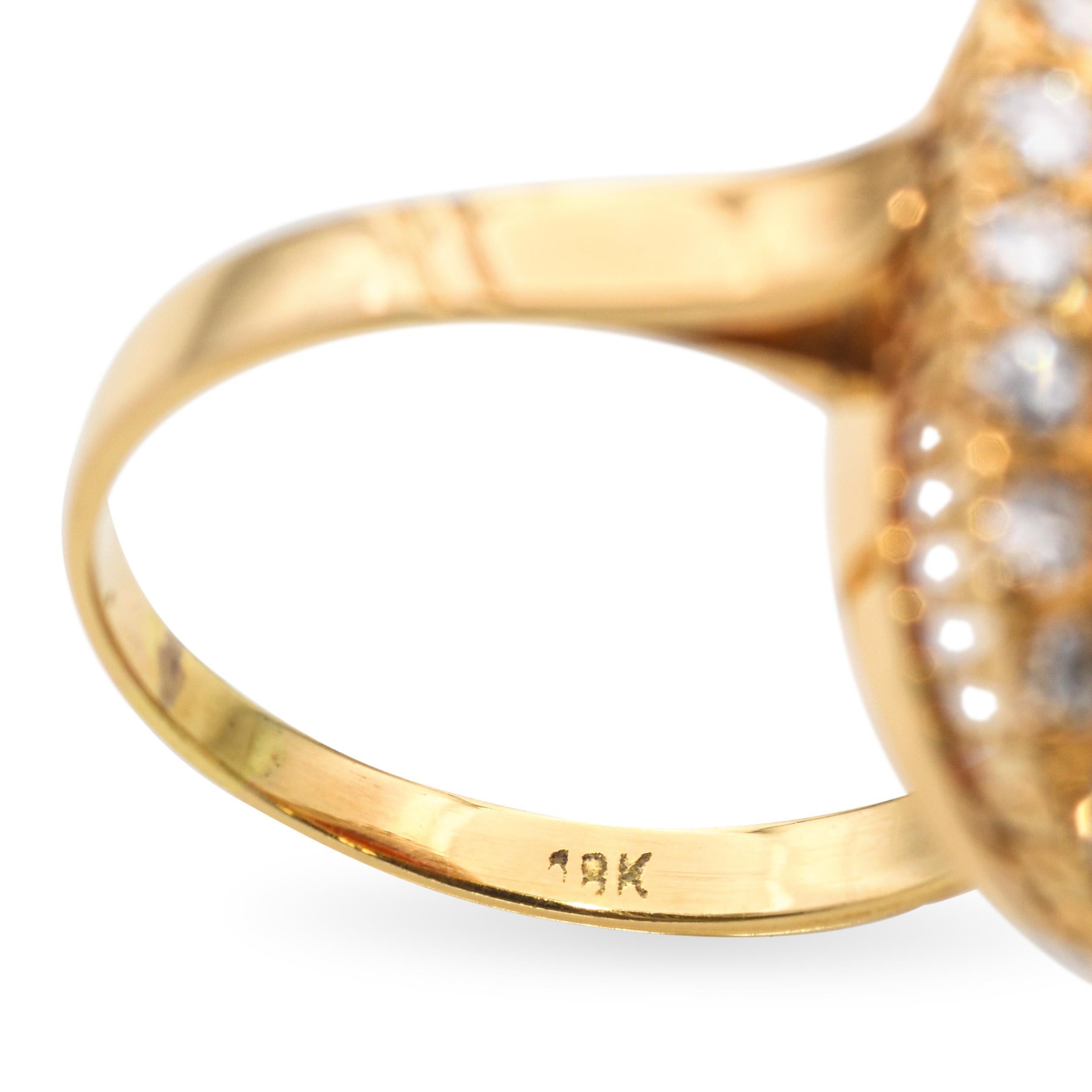 18k Yellow Gold Fire Opal Diamond Ring For Sale 2