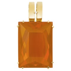 18k Yellow Gold Fire Opal Pendant (P9631n)