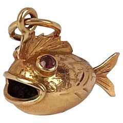 18K Yellow Gold Fish Charm Pendant