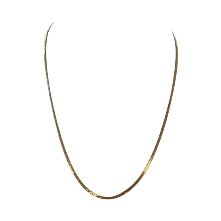 18k Yellow Gold Flat Chain Necklace For Sale