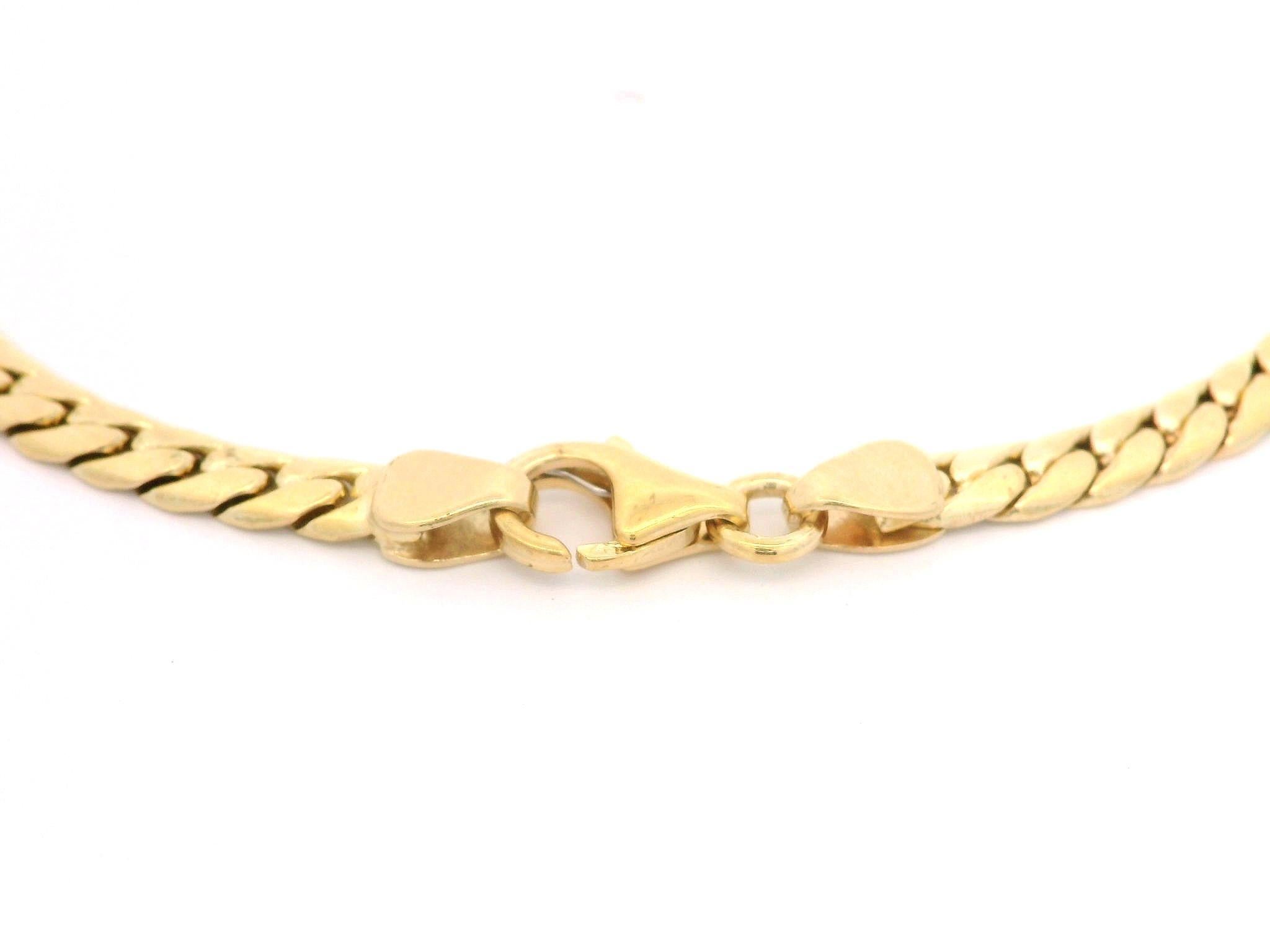Bracelet unisexe en or jaune 18k à maillons cubains plats Classic de 3,46 mm de large en vente 2
