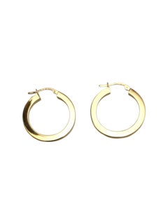 18K Yellow Gold Flat Hoop Earrings #25383