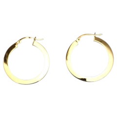 18K Yellow Gold Flat Hoop Earrings #25383