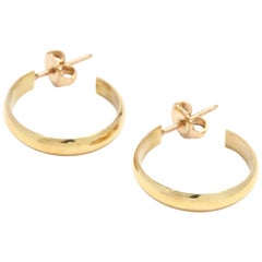 18 Karat Yellow Gold Flat Hoop Earrings