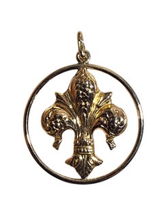 18K Yellow Gold Fleur-De-Lis Pendant #25561