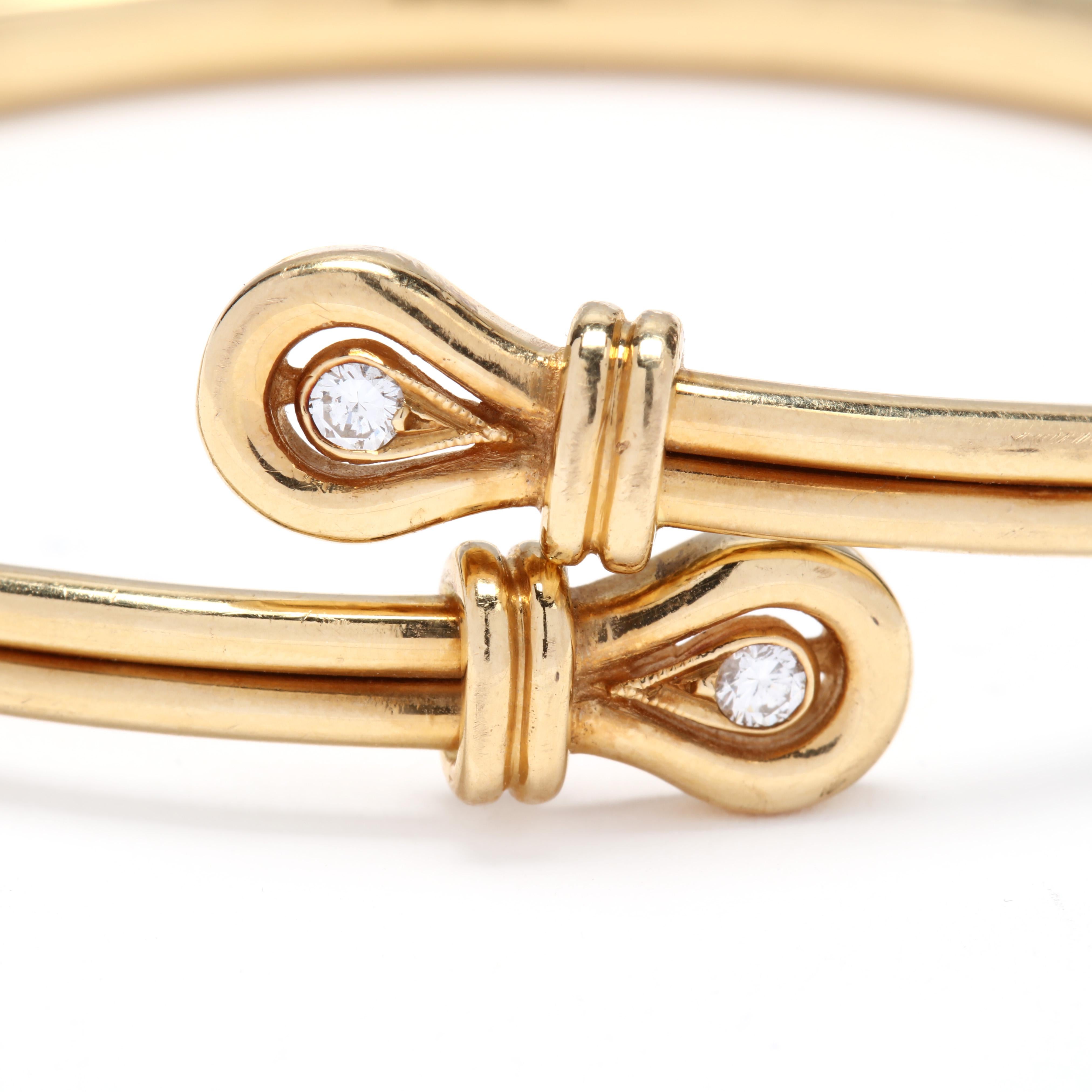 Women's or Men's 18 Karat Yellow Gold Flexible Diamond Loop Cuff Bracelet