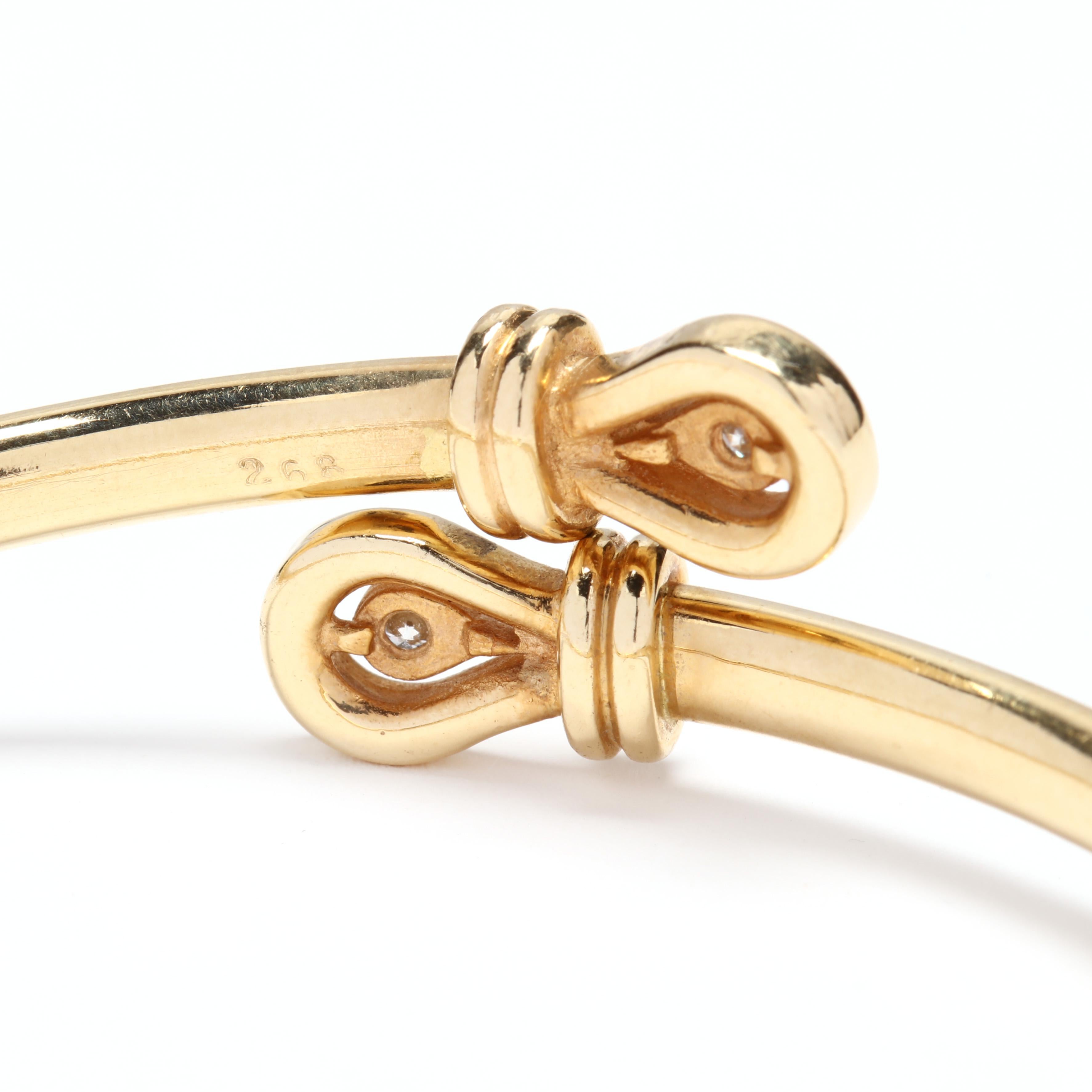 18 Karat Yellow Gold Flexible Diamond Loop Cuff Bracelet 1
