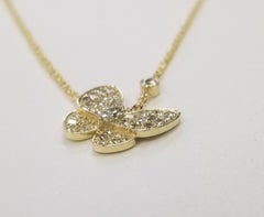 18k Yellow Gold Floating Diamond "Butterfly" pendant