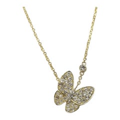 18k Yellow Gold Floating Diamond "Butterfly" pendant