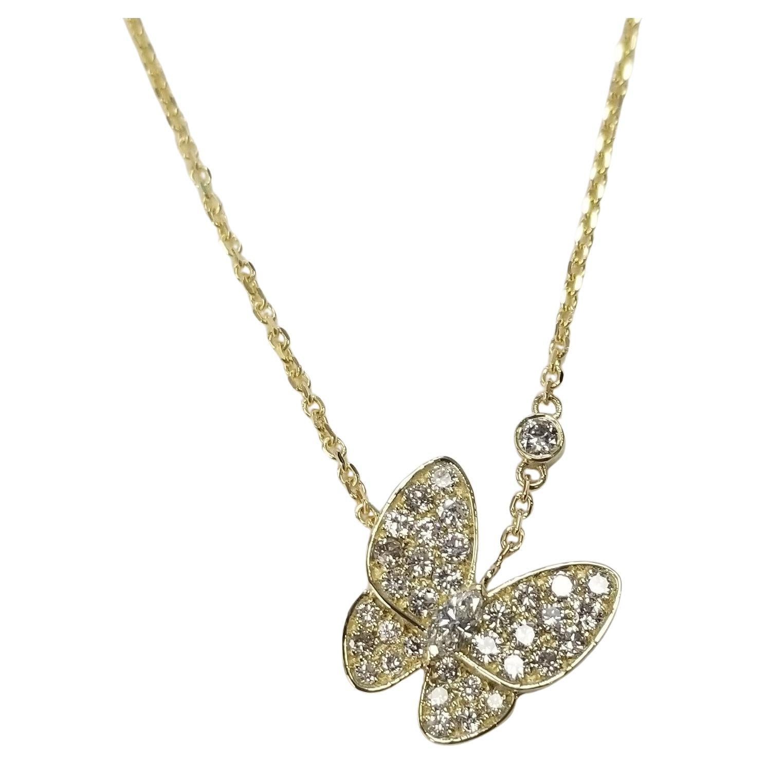 18k Yellow Gold Floating Diamond "Butterfly" pendant