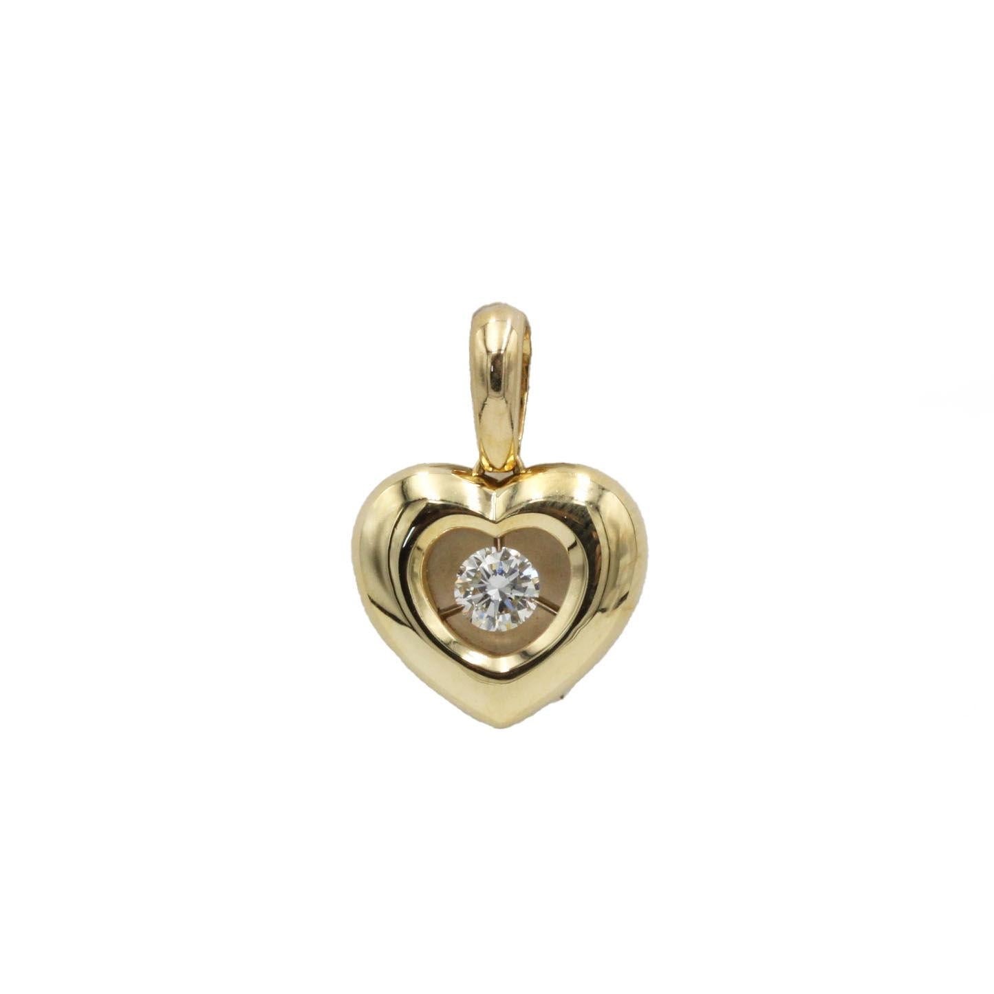 Taille brillant Pendentif en or jaune 18K avec cœur flottant en diamant en vente