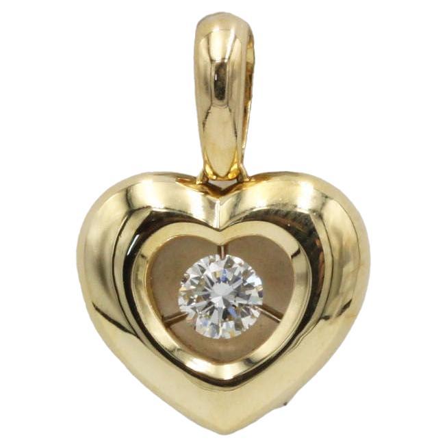 18K Yellow Gold Floating Diamond Heart Pendant