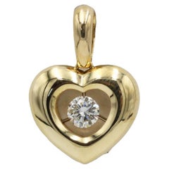 18K Yellow Gold Floating Diamond Heart Pendant